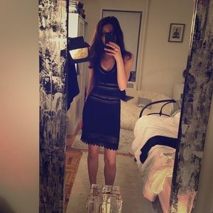 BEBE Crotchet-Lace Detail Dress in Black